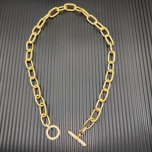 David Yurman Mulheres Madison Alternar Cadeia Colar de Ouro Amarelo 18K com Diamantes 11mm