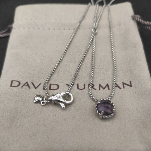 David Yurman Mulheres Petite Chatelaine Colar Pingente de Prata com Ametista 8mm
