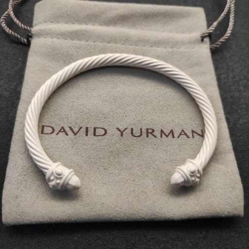 David Yurman Mulheres do Renascimento Clássico Cabo Bracelete de Alumínio Branco 5mm