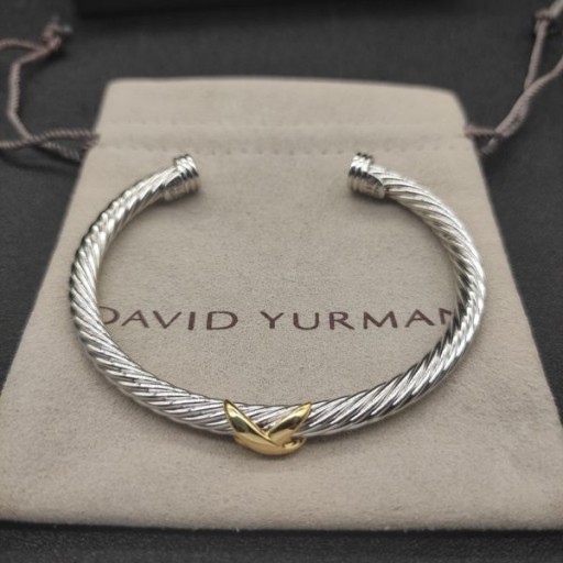 David Yurman Mulheres X Classic Cabo de Estação de Bracelete de Prata com Ouro Amarelo 14K 5mm
