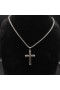 David Yurman Homens Chevron Cruz Pingente de Prata com Diamantes Negros 36mm