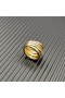 David Yurman Pavé Crossover de Cinco Linha Anel de Ouro Amarelo 18K com Diamantes 17,5 mm