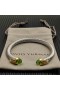 David Yurman das Mulheres Clássico Cabo Bracelete de Prata com Ouro Amarelo 18K Com Diamantes Verdes 7mm