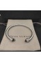 David Yurman das Mulheres Clássico Cabo Bracelete de Prata com Roxo Diamantes 5mm