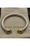 David Yurman das Mulheres Clássico Cablespira Bracelete de Prata com Ouro 18K Amarelo E Verde claro Diamantes 7mm