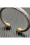 David Yurman das Mulheres Clássico Cablespira Bracelete de Prata com Ouro Amarelo 18K Com Diamantes Brown 7mm