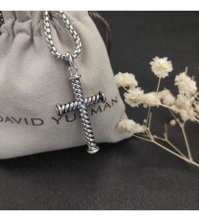 David Yurman Transversal do Cabo Pendente Prata Esterlina de 35mm