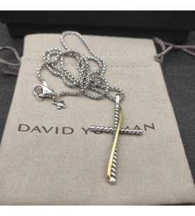 David Yurman Crossover Atravesse Pingente em Ouro Amarelo com Diamantes 30,2 mm