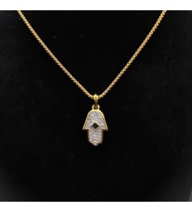 David Yurman Hamsa Amuleto de Ouro 18K Amarelo com Pavé de Diamantes e Safira Azul de 24,6 mm