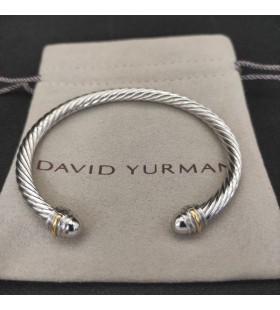 David Yurman das Mulheres Clássico Cabo Bracelete de Prata com Ouro Amarelo 14K 5mm