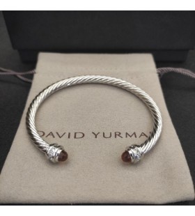 David Yurman das Mulheres Clássico Cabo Bracelete de Prata com Diamantes Champanhe 5mm