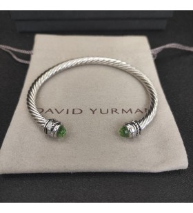 David Yurman das Mulheres Clássico Cablespira Bracelete de Prata com Luz Verde Diamantes 5mm