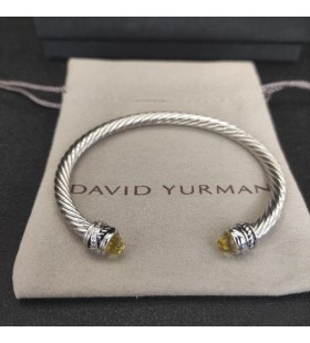 David Yurman das Mulheres Clássico Cablespira Bracelete de Prata com Diamantes Amarelo 5mm