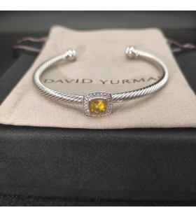 David Yurman das Mulheres Clássico Cablespira Estação Bracelete de Prata com Citrino e Diamantes 4mm