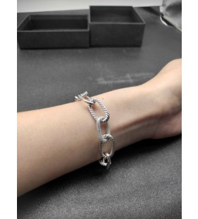 David Yurman Mulheres Madison Cadeia Pulseira de Prata com Diamantes 11mm