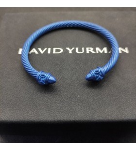 David Yurman Mulheres do Renascimento Clássico Cabo Bracelete Azul Escuro Alumínio 5mm