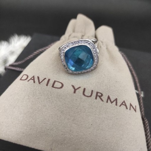 David Yurman Albion Gyűrű Ezüst, Kék Topáz, Gyémántok 11mm