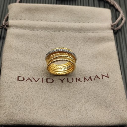 David Yurman Crossover Gyűrű 18K Sárga Arany Gyémánt 12mm