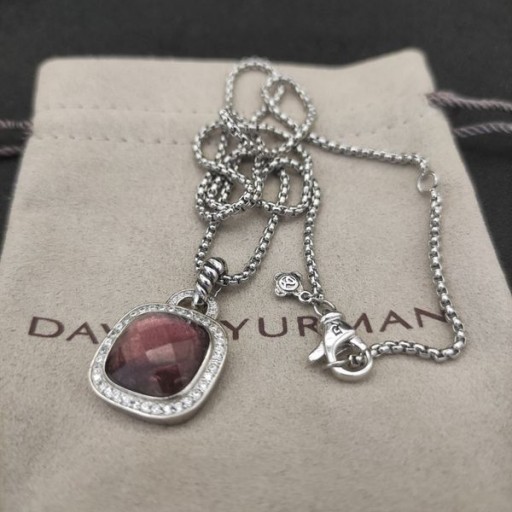 David Yurman Női Albion Medál Sterling Ezüst Ametiszt, Gyémántok 15mm