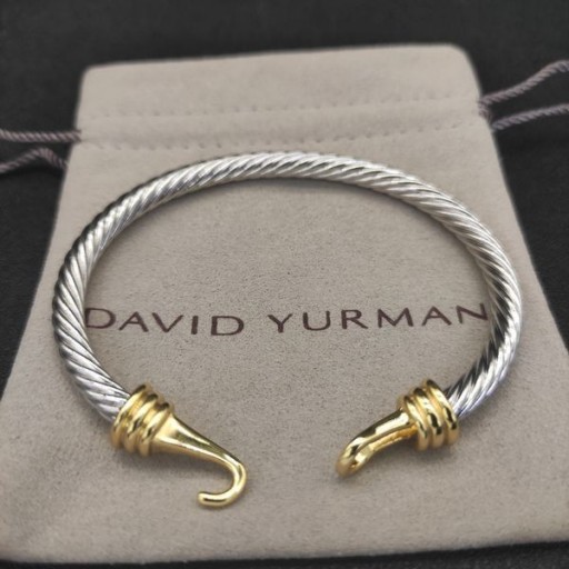 David Yurman Női Csat Klasszikus Kábel karperec Karkötő Sterling Ezüst, 14K Sárga Arany, 5mm