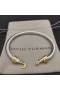 David Yurman Női Csat Klasszikus Kábel karperec Karkötő Sterling Ezüst, 14K Sárga Arany, 5mm