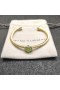 David Yurman Női Kábel Mandzsetta Karkötő 18K Sárga Arany, Zöld Gyémánt, 4mm