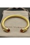 David Yurman Női Klasszikus Kábel Mandzsetta Karkötő 18K Sárga Arany Pezsgő Gyémánt 7mm
