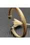 David Yurman Női Klasszikus Kábel Mandzsetta Karkötő 18K Sárga Arany, Zöld Gyémánt, 7mm