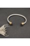 David Yurman Női Klasszikus Kábel Mandzsetta Karkötő Sterling Ezüst, 14K Sárga Arany, Ametiszt 5mm