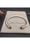 David Yurman Női Klasszikus Kábel Mandzsetta Karkötő Sterling Ezüst, 14K Sárga Arany, Ametiszt 5mm