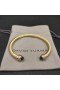David Yurman Női Klasszikus Cablespira Mandzsetta Karkötő 18K Sárga Arany Sötét Zöld Gyémánt, 5mm