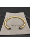 David Yurman Női Klasszikus Cablespira Mandzsetta Karkötő 18K Sárga Arany, Lila Gyémánt 5mm
