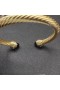 David Yurman Női Klasszikus Cablespira Mandzsetta Karkötő 18K Sárga Arany, Lila Gyémánt 7mm