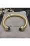 David Yurman Női Klasszikus Cablespira Mandzsetta Karkötő 18K Sárga Arany, Lila Gyémánt 7mm