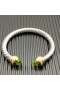 David Yurman Női Klasszikus Cablespira Mandzsetta Karkötő Ezüst 18K Sárga Arany, Fény, Zöld Gyémánt, 7mm