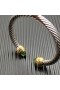 David Yurman Női Klasszikus Cablespira Mandzsetta Karkötő Ezüst 18K Sárga Arany, Fény, Zöld Gyémánt, 7mm