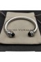 David Yurman Női Klasszikus Cablespira Mandzsetta Karkötő Ezüst Fekete Gyémántok 7mm
