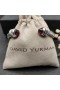 David Yurman Női Klasszikus Cablespira Mandzsetta Karkötő Ezüst, Vörös Gyémánt 7mm