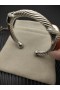 David Yurman Női Petite Helena Klasszikus Kábeltévé Mandzsetta Karkötő Sterling Ezüst, Gyémánt, 7mm