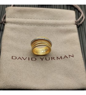 David Yurman Crossover Gyűrű 18K Sárga Arany Gyémánt 12mm