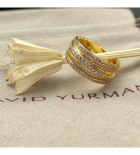 David Yurman Köves Crossover Gyűrű 18K Sárga Arany Gyémánt 11mm