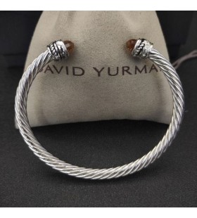 David Yurman Női Klasszikus Cablespira Mandzsetta Karkötő Ezüst Pezsgővel Gyémánt 5mm