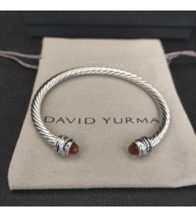 David Yurman Női Klasszikus Cablespira Mandzsetta Karkötő Ezüst Pezsgővel Gyémánt 5mm