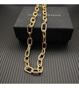David Yurman Női Madison Lánc Nyaklánc 18K Sárga Arany Gyémánt 11mm