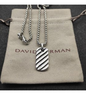 David Yurman Női Petite Faragott Kábel Tag Amulett Sterling Ezüst 10mm