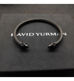 David Yurman Női Reneszánsz Klasszikus Kábel Mandzsetta Karkötő Fekete Alumínium 5mm