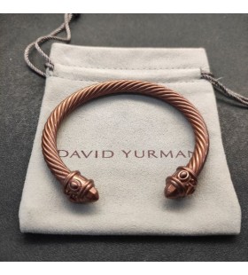 David Yurman Női Reneszánsz Klasszikus Kábel Mandzsetta Karkötő Barna Alumínium 5mm