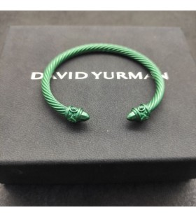 David Yurman Női Reneszánsz Klasszikus Kábel Mandzsetta Karkötő Zöld Alumínium 5mm