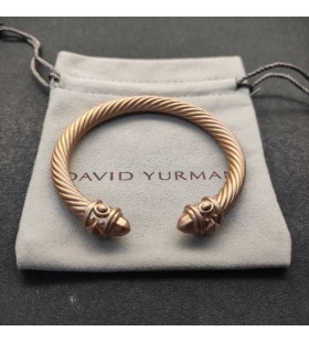 David Yurman Női Reneszánsz Klasszikus Kábel Mandzsetta Karkötő Világos Barna Alumínium 5mm