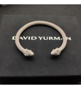 David Yurman Női Reneszánsz Klasszikus Kábel Mandzsetta Karkötő Fehér Alumínium 5mm